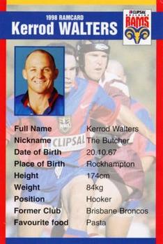 1998 Clipsal Adelaide Rams #NNO Kerrod Walters Front